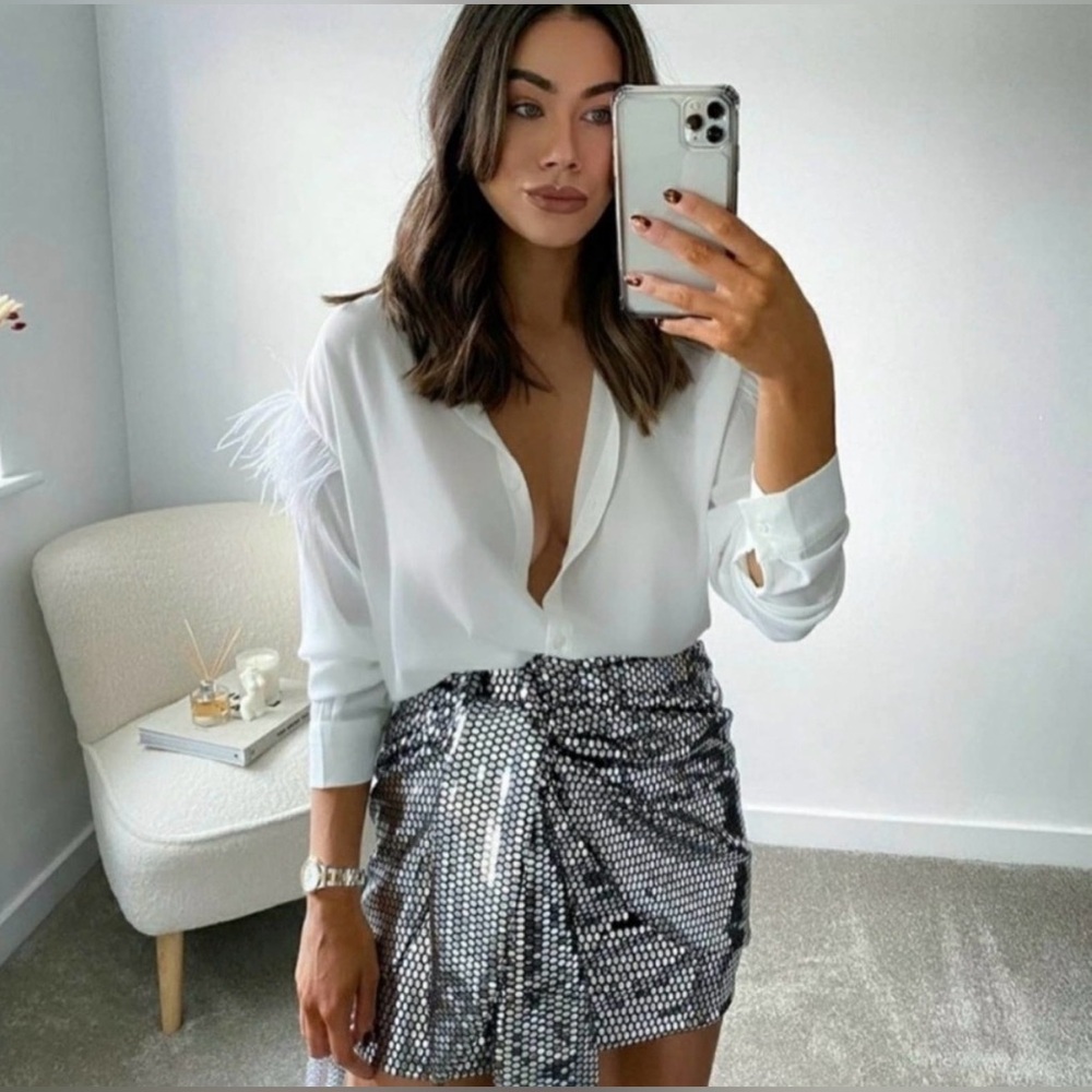 Zara Silver Sequin Skirt